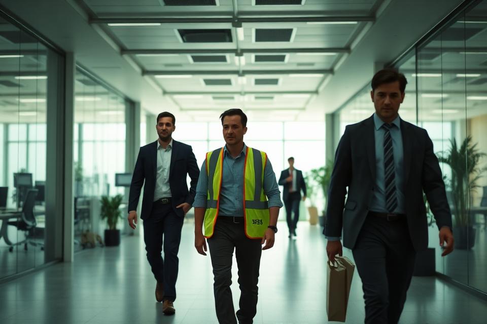 Medewerkers en een BHV'er in een modern kantoorpand